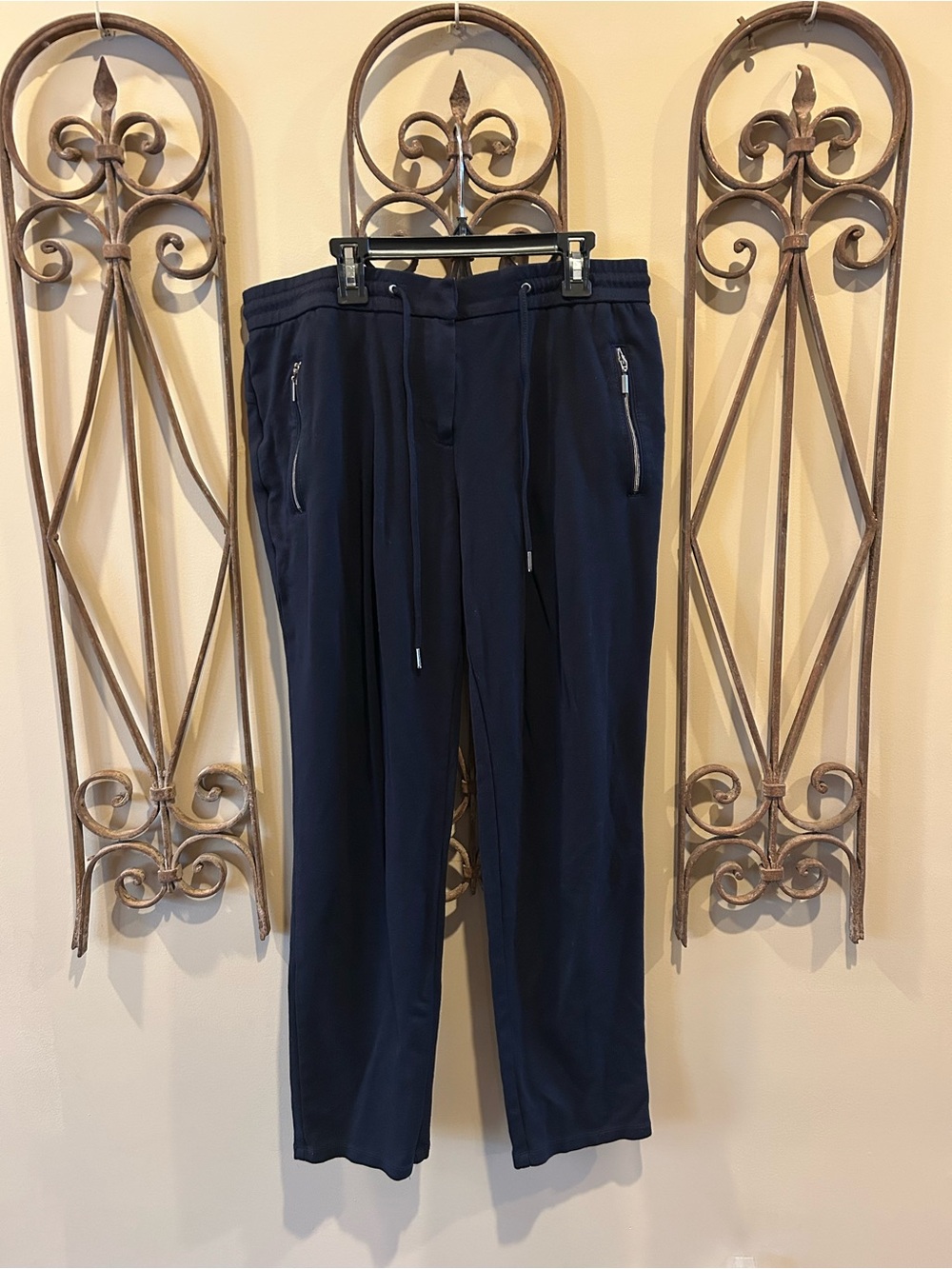 Olsen Europe Navy Drawstring Casual Pants